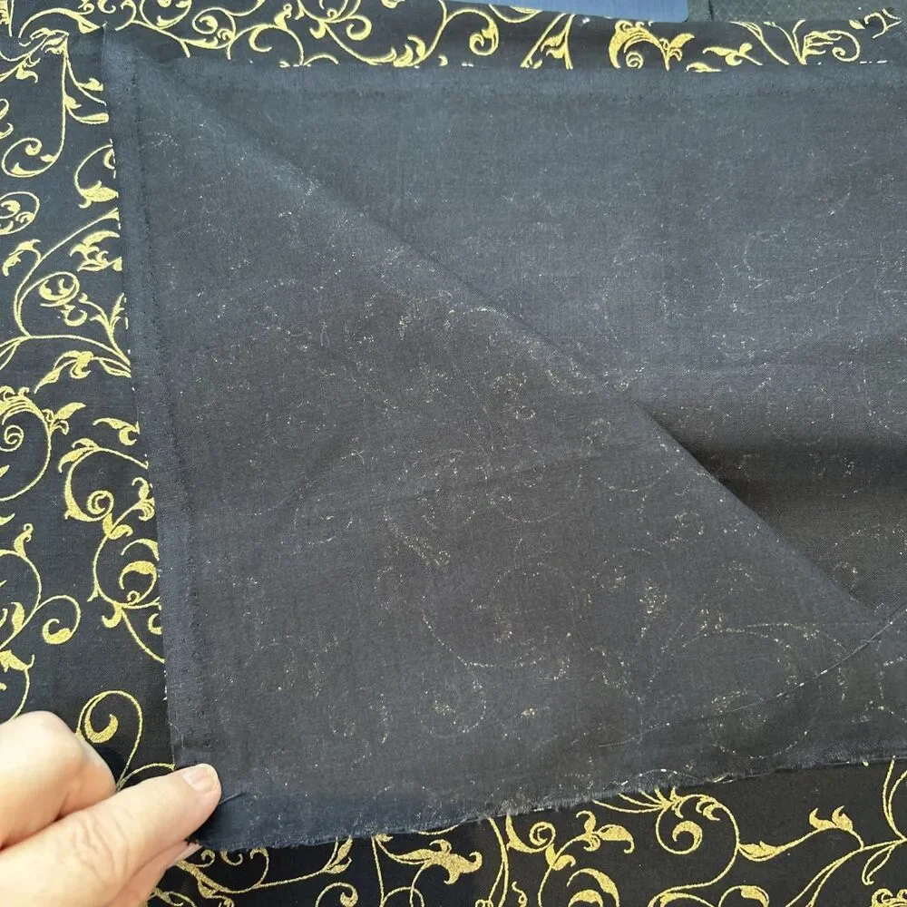Elegant Scroll Black & Metallic Gold Cotton Quilting Crafting Fabric 45